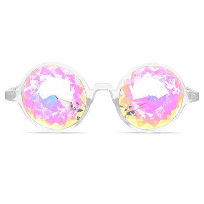GloFX Kaleidoscope Glasses | Plastic Frame Diffraction Glasses with Glass Crystal Lens | 3D Prism Rainbow Effect - Great EDM, Concert, and Rave Accessory