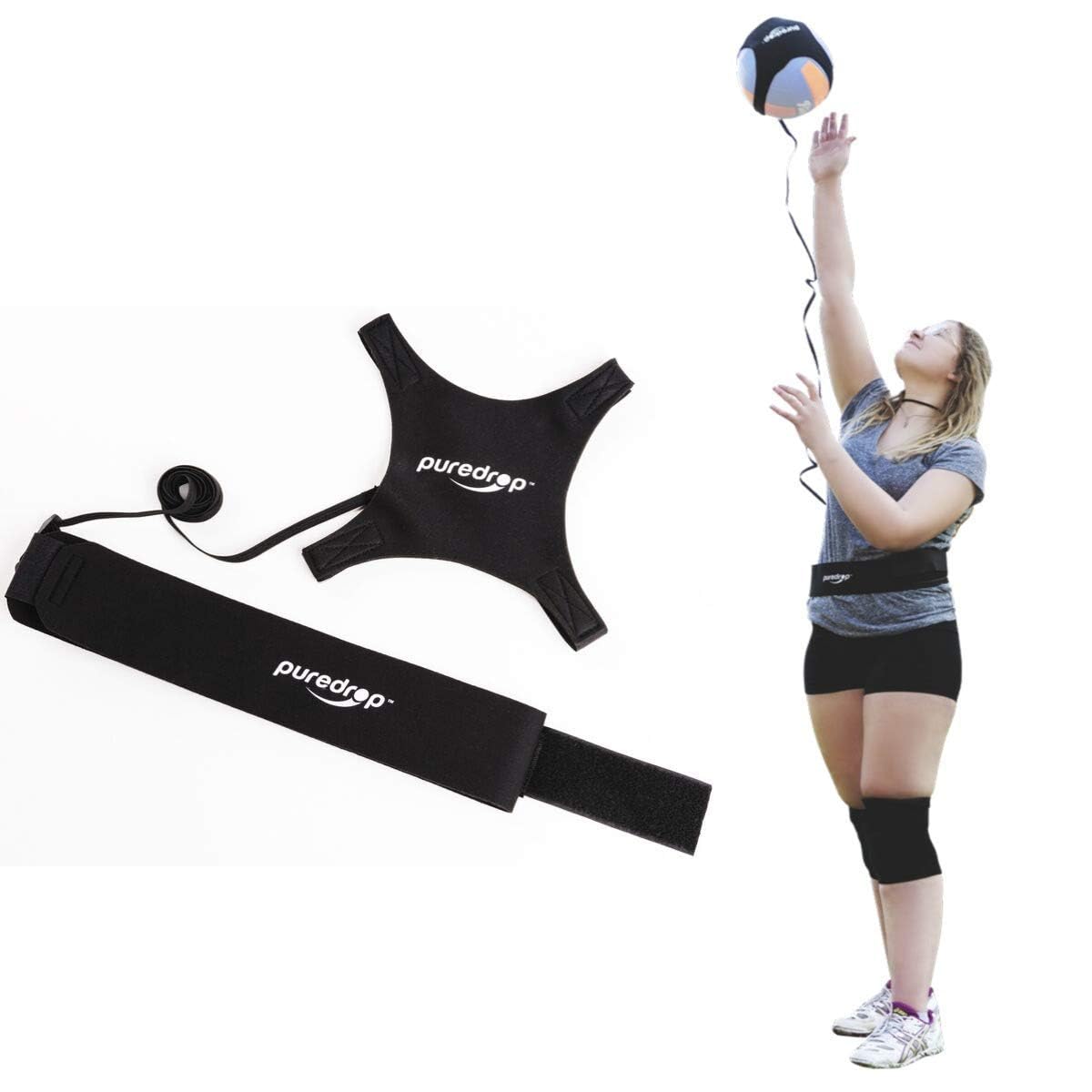 Puredrop Volleyball Training Equipment Aid Great Trainer for Solo Practice of Serving Setting Spiking and arm Swings Returns The Ball After Every Swing Spike Train Pass Serve Coach