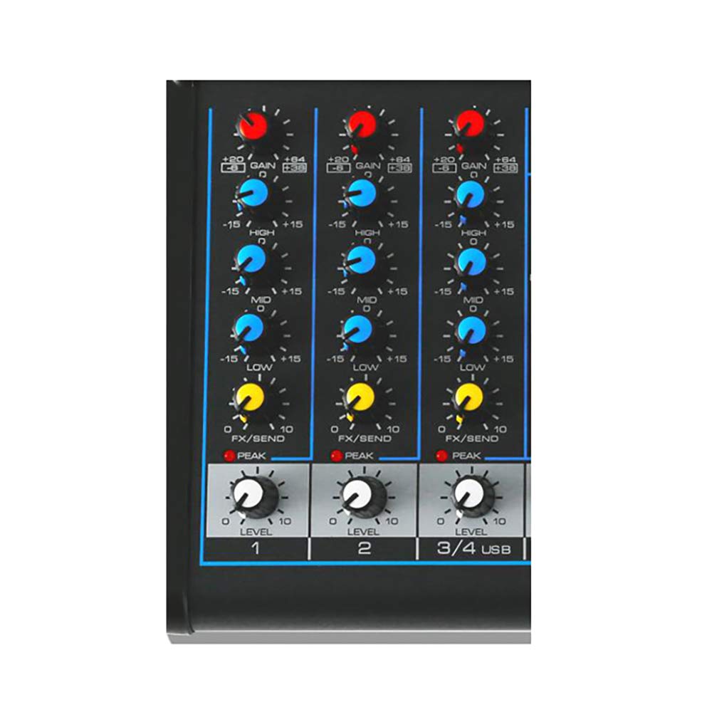 Pyle Professional Audio Mixer Sound Board Console System - Interface 4 Channel Digital USB Bluetooth MP3 Computer Input 48V Phantom Power Stereo DJ Studio Streaming FX 16-Bit DSP processor - PMXU43BT
