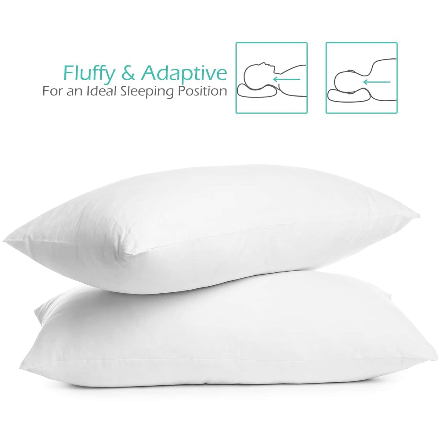 Nestl 2 Pack Toddler Pillow for Sleeping 13 x 18, Small Kids Pillow for Travel, Car, School, Nap, & Toddler Bed, Machine Washable Soft Cotton Child 2 Year Old and Up - White