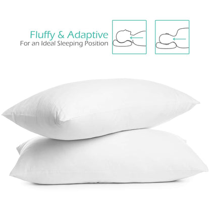 Nestl 2 Pack Toddler Pillow for Sleeping 13 x 18, Small Kids Pillow for Travel, Car, School, Nap, & Toddler Bed, Machine Washable Soft Cotton Child 2 Year Old and Up - White