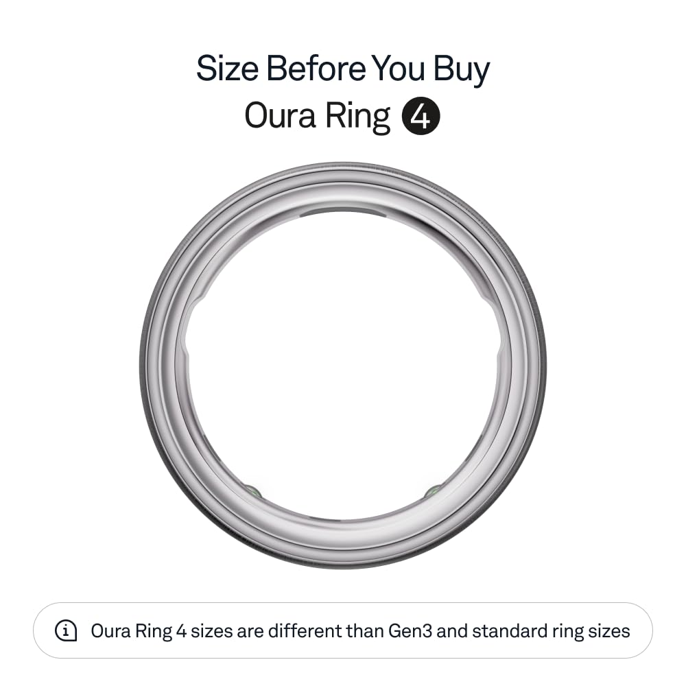Oura Ring 4 - Brushed Silver - Size 9 - Smart Ring - Unique Sizing, Not Standard US Ring Sizes - Size First - Sleep Tracking Wearable - Heart Rate - Fitness Tracker - Up to 8 Days of Battery Life