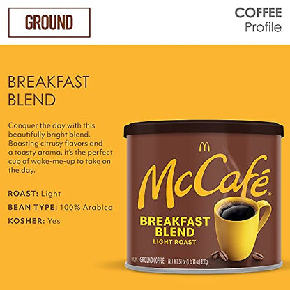 McCafe Breakfast Blend, Light Roast Ground Coffee, 30 oz Canister