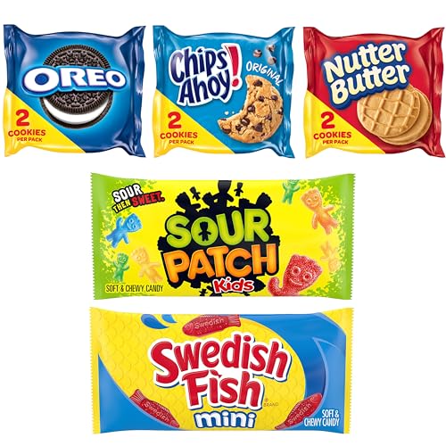 OREO, CHIPS AHOY!, Nutter Butter, SOUR PATCH KIDS & SWEDISH FISH Cookies & Candy Variety Pack, 40 Snack Packs