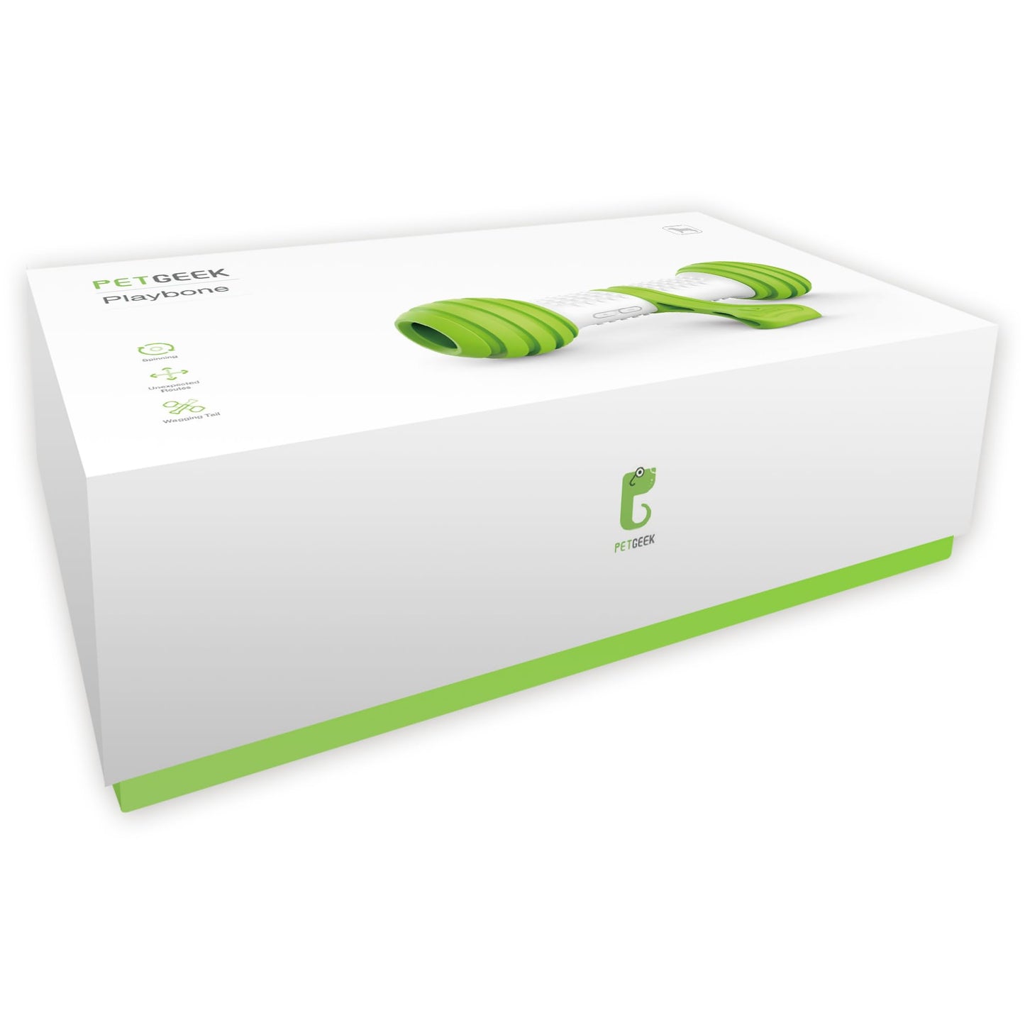 PETGEEK Interactive Dog Bone Toy, Automatic Dog Chase Toy, Electronic Pet Toys for Medium/Large Dog Boredom, USB Rechargeable Safe Material, Green Color