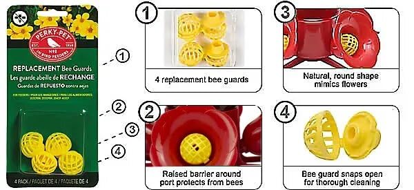 Perky-Pet 205Y Replacement Yellow Bee Guards, 3.04W x 1.01D ins.