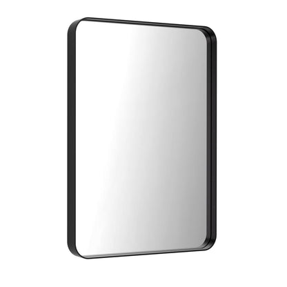 LOAAO Black Metal Framed Bathroom Mirror for Wall, 22X30 Inch Rounded Rectangle Mirror, Matte Black Bathroom Vanity Mirror Farmhouse, Anti-Rust, Hangs Horizontally or Vertically