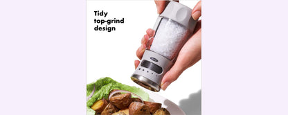 NEW OXO Good Grips Contoured Mess-Free Salt Grinder, Gray, One size