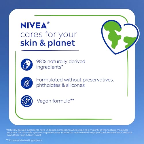 NIVEA Lip Care, Fruity Tinted Lip Balm Variety Pack, Cherry, Strawberry, Blackberry and Watermelon Flavors, 3-in-1 Moisture, Repair and Color, 0.17 Oz Stick, Pack of 4