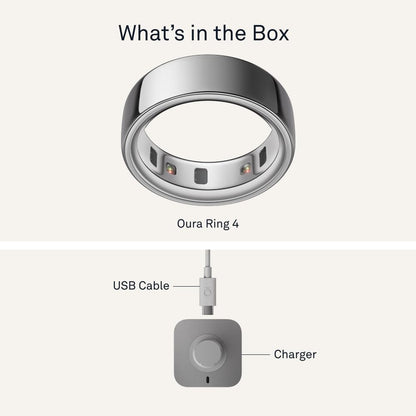 Oura Ring 4 - Silver - Size 10 - Smart Ring - Unique Sizing, Not Standard US Ring Sizes - Size First - Sleep Tracking Wearable - Heart Rate - Fitness Tracker - Up to 8 Days of Battery Life