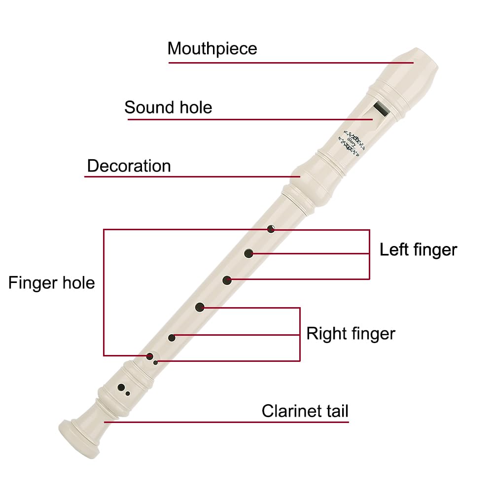 Glory Soprano Recorder Instrument for Beginner, German Fingering C Key Recorder Instrument,Beige