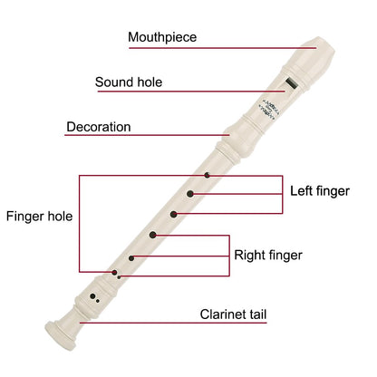 Glory Soprano Recorder Instrument for Beginner, German Fingering C Key Recorder Instrument,Beige