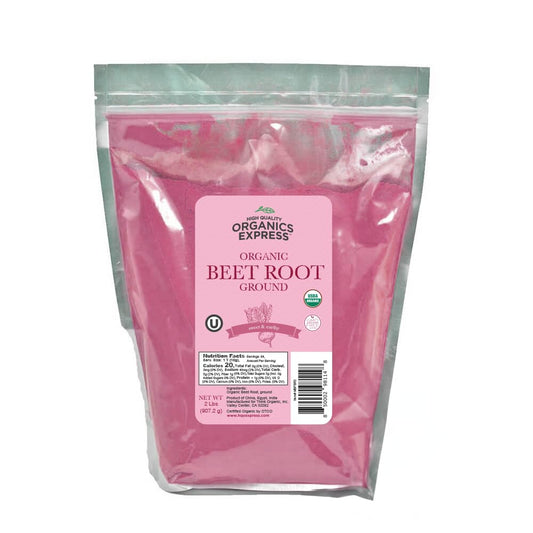 HQOExpress Organic Beetroot Powder - Organic Superfood - Nitric Oxide Booster - Non-GMO - Kosher - Sustainably Grown - 34oz Chef Jar