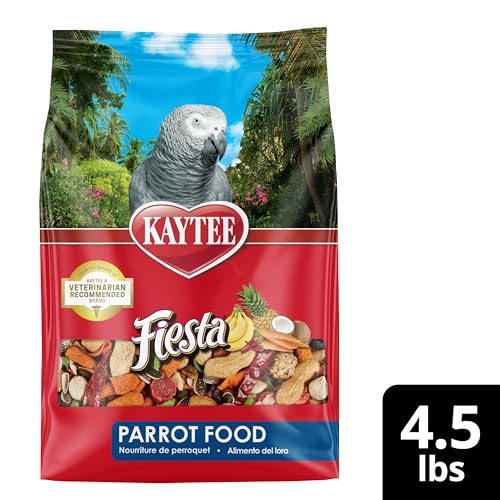 Kaytee Fiesta Parrot Food, Nutritious and Fun Blend, Supports Skin, Feather, Digestion, Brain and Heart Health, 4.5 pounds