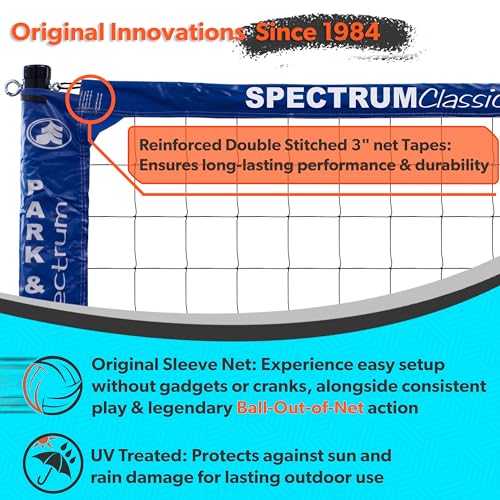 Park & Sun Sports Spectrum Classic: Portable Professional Outdoor Volleyball Net System, Denim Blue