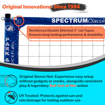 Park & Sun Sports Spectrum Classic: Portable Professional Outdoor Volleyball Net System, Denim Blue