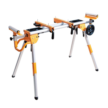 POWERTEC Miter Saw Stand w/Wheels, Collapsible and Portable Tool Stand with Systematic Tool Storage Trays, 330Lbs Load Capacity and Quick-Release Mounting Brackets, Miter Saw Accessories (MT4008VNEW)