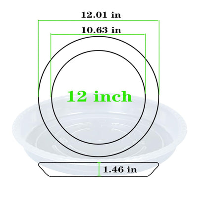 OVZILKI Plant Saucer 6 Pack of 12 inch, Clear Plastic Flower Plant Pot Saucer, Heavy Duty Plant Drip Trays Saucers for Indoor, Plant Water Tray for Planters
