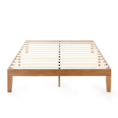 Mellow Naturalista Classic - 12 Inch Solid Wood Platform Bed with Wooden Slats, No Box Spring Needed, Easy Assembly, Queen, Pine