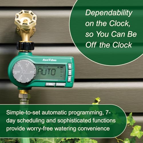 Rain Bird 1ZEHTMRP Premium Professional Grade Electronic Digital Hose End Timer/Controller, One Zone/Station, Battery Operated, Brass Inlet/Outlet