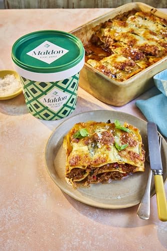 Maldon Salt, Sea Salt Flakes, 20 oz (570 g), Resealable Tub, Kosher, Natural, Handcrafted, Gourmet, Pyramid Crystals