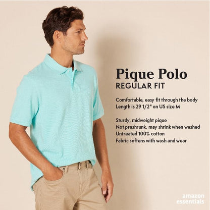 Amazon Essentials Men's Regular-Fit Cotton Pique Polo Shirt (Available in Big & Tall), Black Red White Thin Stripe, X-Large