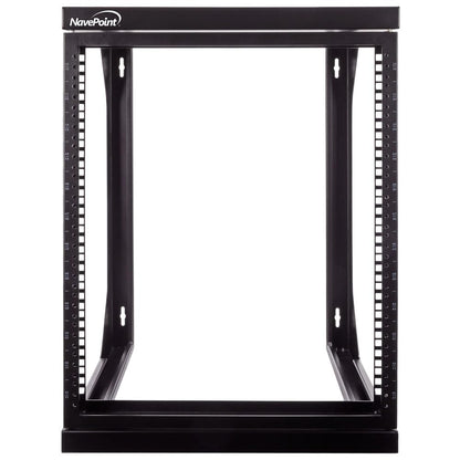 NavePoint 12U Open Frame Server Rack for 19" IT Network Equipment & A/V Devices, Free Standing or Wall Mount Rack with 180 Degrees Gate Swing, Black