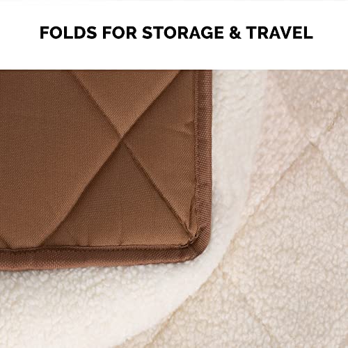 Furhaven Dog Bed for Extra Small Dogs & Indoor Cats, 100% Washable, Sized to Fit Crates - Sherpa Fleece Bolster Crate Pad - Cream, Extra Small