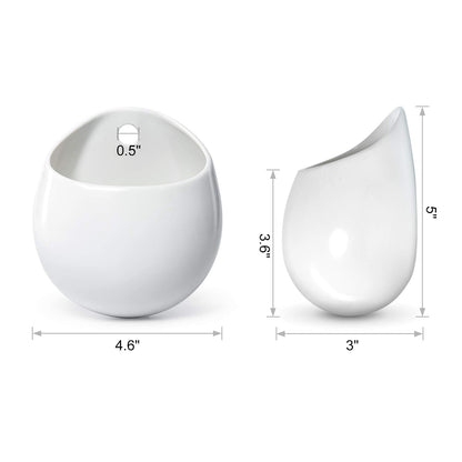 Mkono 4 Inch Wall Mounted Planter Round Ceramic Hanging Plant Holder Decorative Flower Display Vase Succulent Pots for Indoor Plants, Set of 3, White (Plants NOT Included)