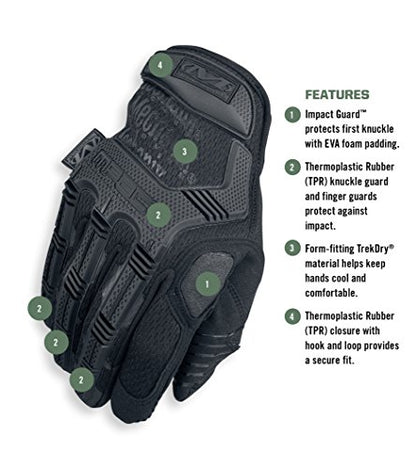Mechanix Wear: M-Pact Covert Tactical Gloves with Secure Fit, Touchscreen Capable Safety Gloves for Men, Work Gloves with Impact Protection and Vibration Absorption (Black, Large)
