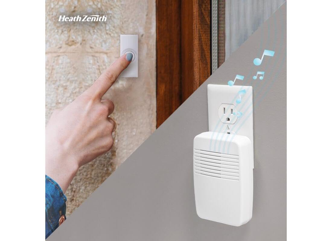 Heath/Zenith SL-7366-02 Wireless Plug-In Door Chime Kit with Molded Plastic Cover, White