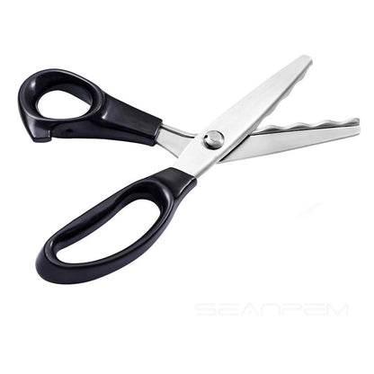 Fabric Pinking Shears, Professional Stainless Steel Handled Scissors, Black, 18mm Scalloped Blade