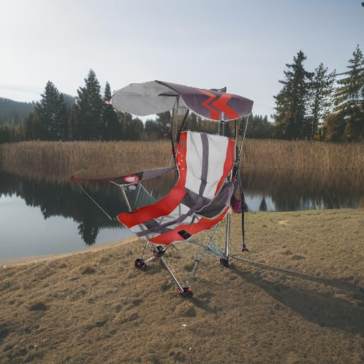 Kelsyus Original Foldable Canopy Chair for Camping, Tailgates, and Outdoor Events, Grey/Red