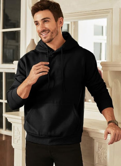 JMIERR Men's Sweatshirt Mens Fall Vintage Drawstring Hoodies Sweatshirts for Men Long Sleeve Hooded Pullover with Pockets Collar Fleece Casual Basic Simple Winter Shirts Sweater, US50(2XL), Black