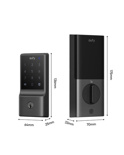 eufy Security Smart Lock C34, Keyless Entry Door Lock with Apple Home Ecosystem, Built-in Wi-Fi Deadbolt for Front Door or Back, Supports Matter, Alexa, Google Home, SmartThings