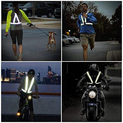 Reflective Vest Running Gear, 2Pack High Visible Safety VES for Cycling Jogging Running Walking, Adjustable for Men Women Kids (2, Green)