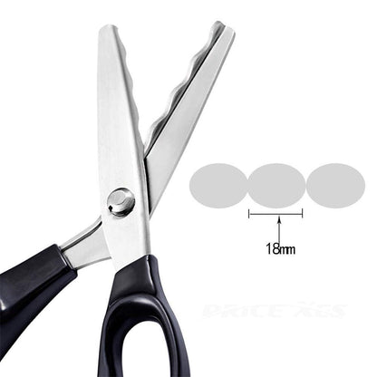 Fabric Pinking Shears, Professional Stainless Steel Handled Scissors, Black, 18mm Scalloped Blade