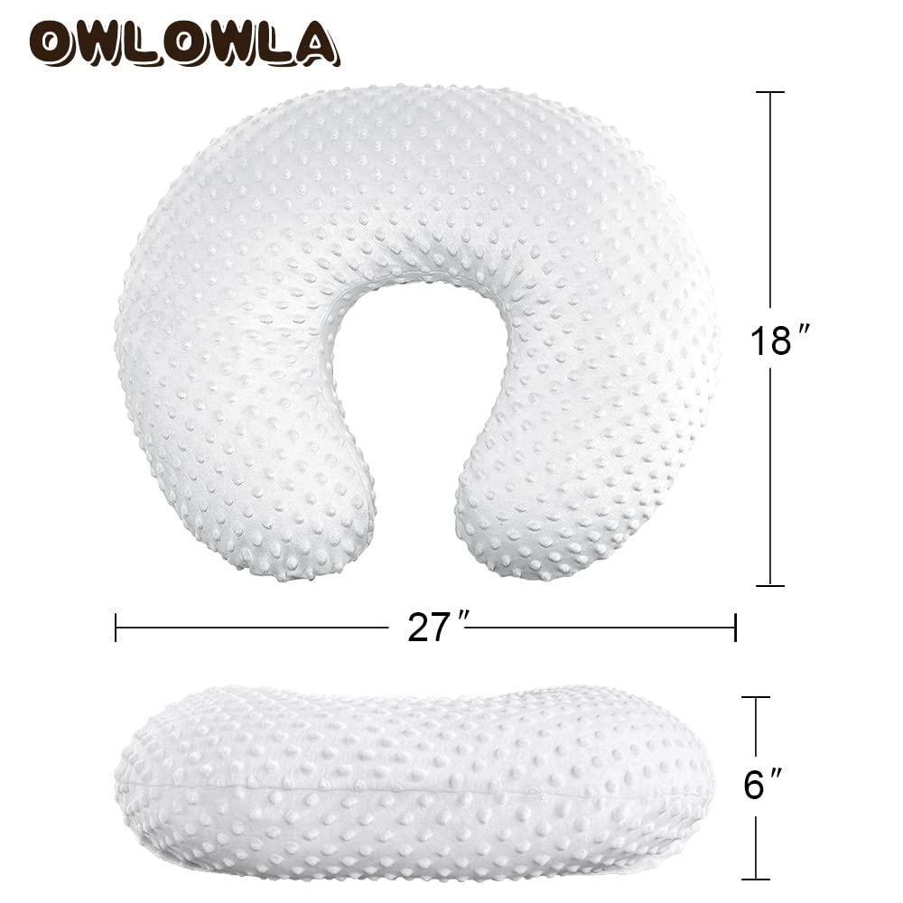 OWLOWLA 2Pack Nursing Pillow Cover White&Khaki Nursing Covers Set Breastfeeding Pillow Slipcover Fits Naked Nursing Pillow for Baby Boy Girl(White/Khaki)