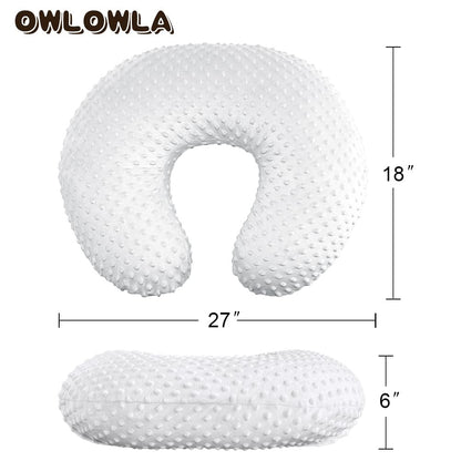 OWLOWLA 2Pack Nursing Pillow Cover White&Khaki Nursing Covers Set Breastfeeding Pillow Slipcover Fits Naked Nursing Pillow for Baby Boy Girl(White/Khaki)
