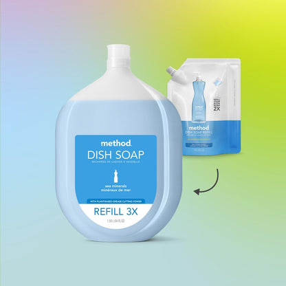 Method Gel Dish Soap Refill, Lime + Sea Salt Scent, Powerful Cleaning Formula, Large Refill Tub, Biodegradable Formula, Cuts Through Grease, 54 Fl Oz