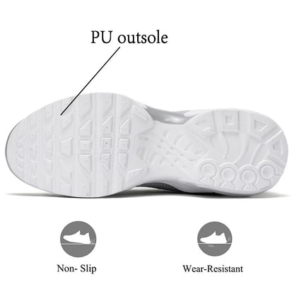 Kapsen Men's Air Running Shoes Lightweight Breathable Walking Shoes Non Slip Fashion Sneakers Mesh Workout Casual Sports Shoes White