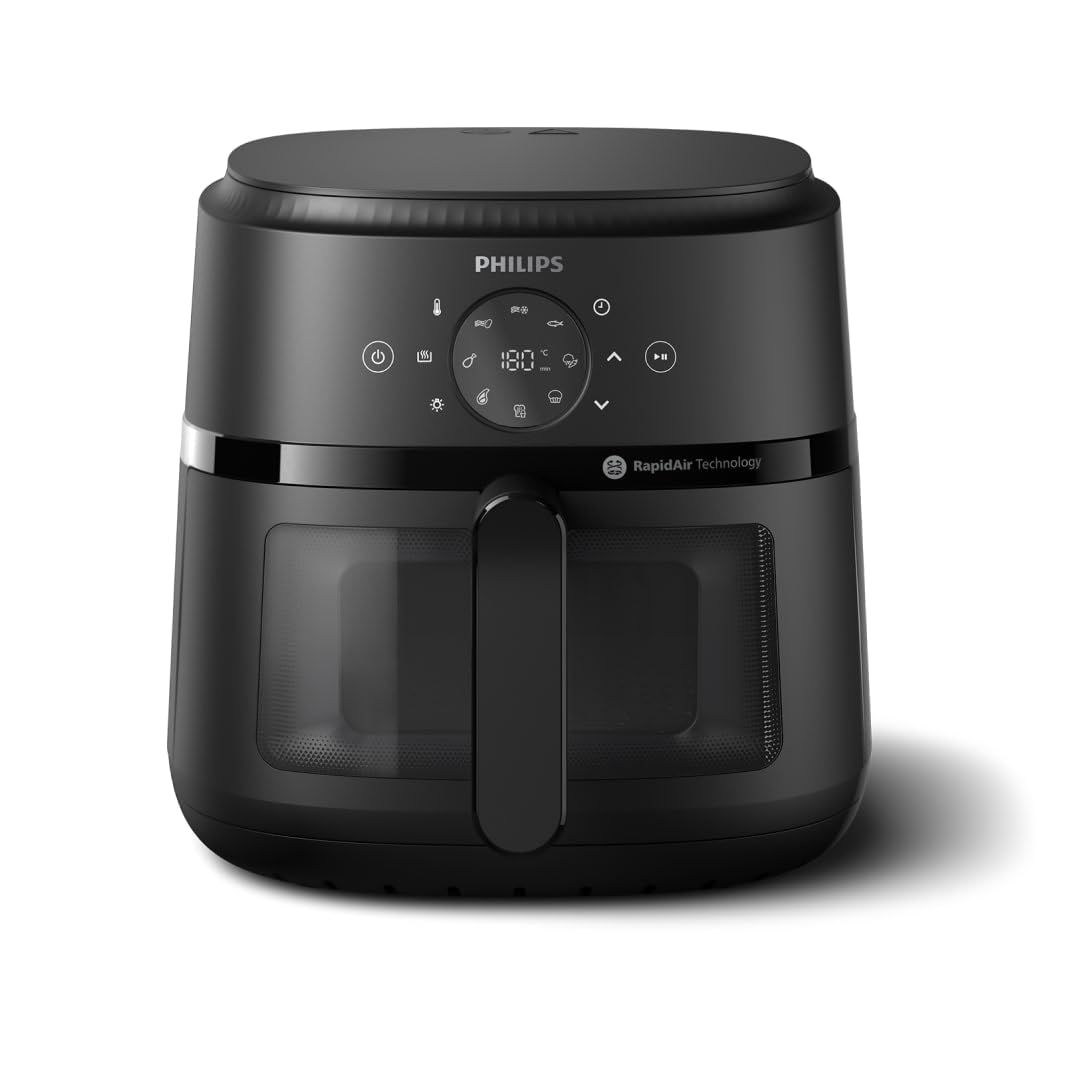 Philips Airfryer 2000 series 6.2L - 1700W Power, Cooking window, RapidAir technology, Digital touchscreen, 13 cooking options, Up to 90% less fat, Black (NA230/00)