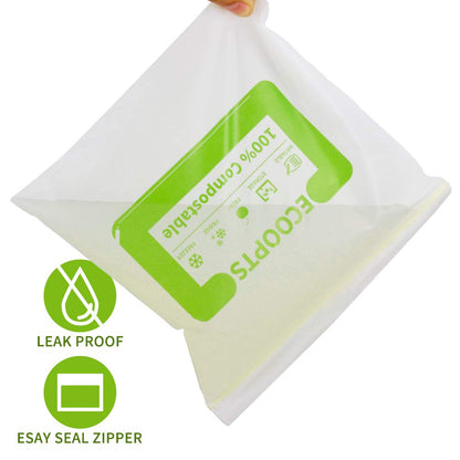 100% Compostable Large Sandwich Zip Bag | ECO-Friendly Food Storage Bags | Freezer Bag | Plant-Based BPA-free | Seal well for Fruit,Food and Snack (L-2Pack)