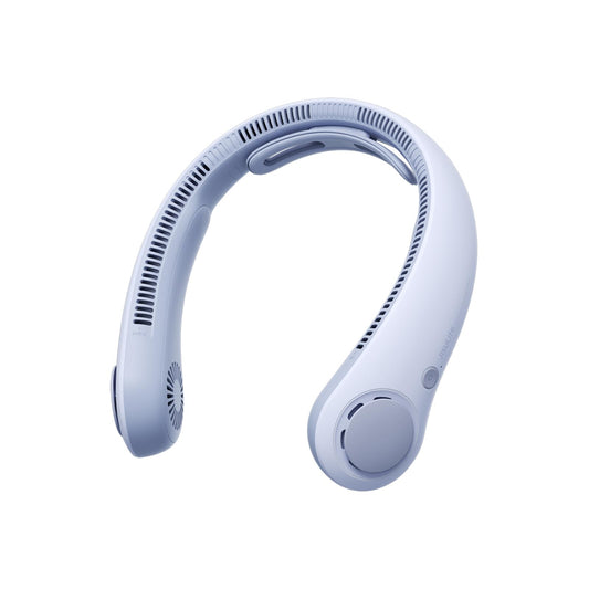 JISULIFE Portable Neck Fan Upgraded, Neckbrace Personal Hands Free, 5 Speed Gears Adjustment, 5000 mAh Wearable Bladeless Quiet Rechargeable for Outdoor Indoor, Gifts for Women Men- Sunny Blue