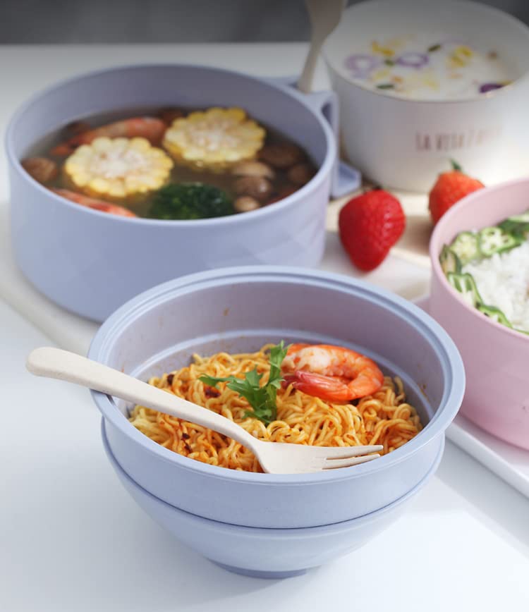 Layron Ramen Cooker Ramen Bowl Set with Chopsticks Microwave Noodle Bowl College Dorm Room Essentials for Girls for Boys Apartment Essentials-Blue