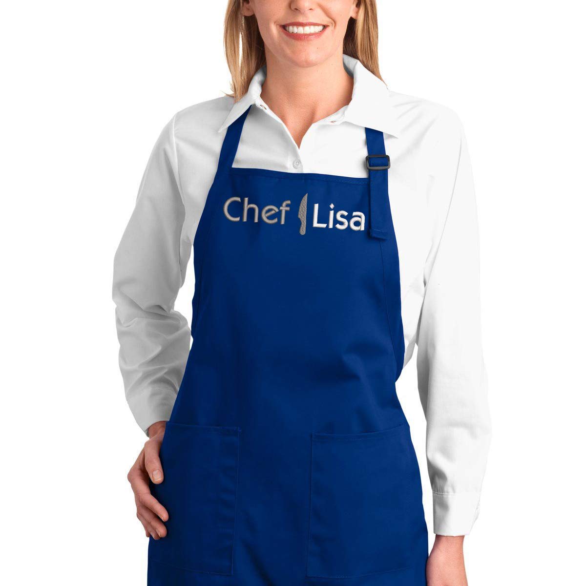PLACE4PRINT Custom Chef Apron with Embroidered Name. Premium Quality Custom Aprons for Men and Women - Cooking, Baking, Grilling