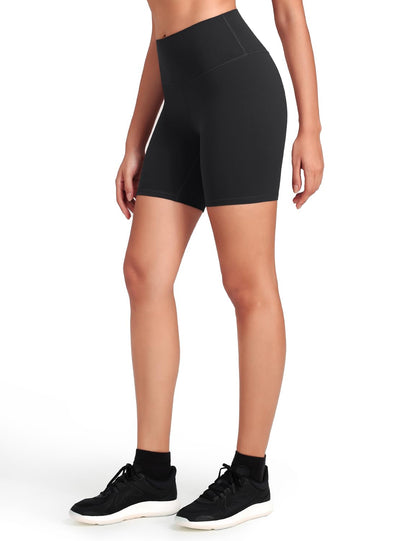 HeyNuts Women's Workout Pro Biker Short, High Waisted Tummy Control Athletic Running Spandex Yoga Shorts 6'' Black M(8/10)