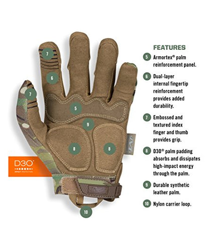 Mechanix Wear: M-Pact Tactical Gloves with Secure Fit, Touchscreen Capable Safety Gloves for Men, Work Gloves with Impact Protection and Vibration Absorption (Camouflage - MultiCam, Large)
