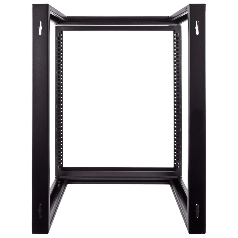 NavePoint 12U Open Frame Server Rack for 19" IT Network Equipment & A/V Devices, Free Standing or Wall Mount Rack with 180 Degrees Gate Swing, Black