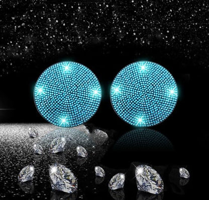 NBTEPEM 2pcs Bling Car Cup Holder Coaster, 2.75 inch Anti-Slip Shockproof Universal Fashion Car Coasters Insert Bling Crystal Rhinestone Automotive Interior Accessories for Women (2 pcs, Aquamrine)